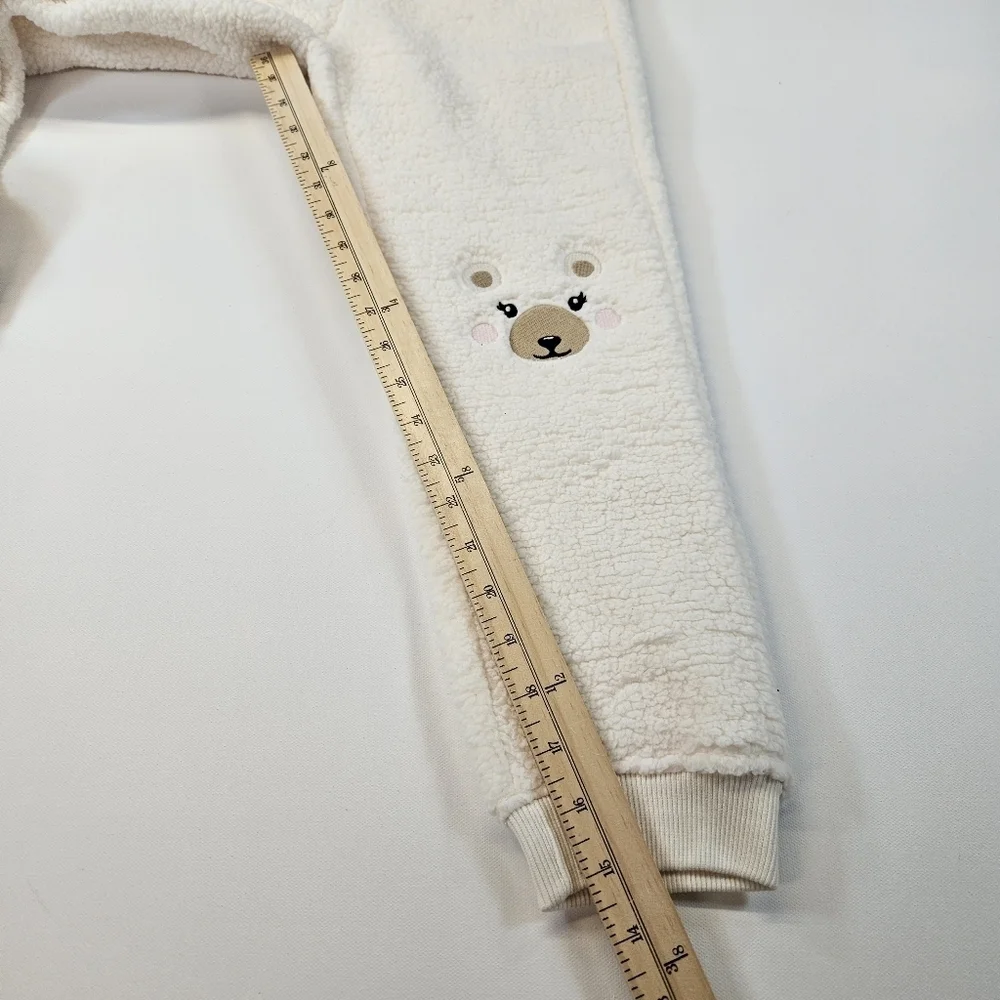Gymboree Girls Ivory Fuzzy Sz 7 Sweatpants Embroidered Bear NWT Nordic Adventure